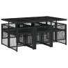 Ensemble à manger de jardin coussins 7 pcs noir résine tressée 510930510930