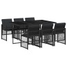 Ensemble à manger de jardin coussins 7 pcs noir résine tressée 510931510931