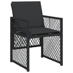 Ensemble à manger de jardin coussins 7 pcs noir résine tressée 510931510931