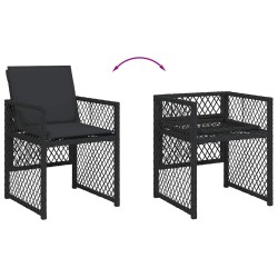 Ensemble à manger de jardin coussins 7 pcs noir résine tressée 510931510931
