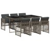 Ensemble à manger de jardin et coussins 7 pcs gris rotin 510932510932