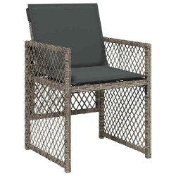 Ensemble à manger de jardin et coussins 7 pcs gris rotin 510932510932