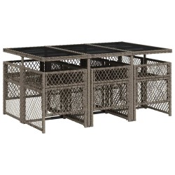 Ensemble à manger de jardin et coussins 7 pcs gris rotin 510932510932