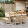 Ensemble à manger de jardin et coussins 9 pcs beige Poly rotin 510933510933