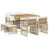Ensemble à manger de jardin et coussins 9 pcs beige Poly rotin 510933510933