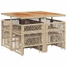 Ensemble à manger de jardin et coussins 9 pcs beige Poly rotin 510933510933