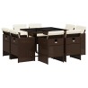 Ensemble à manger de jardin et coussins 9 pcs marron poly rotin 510934510934