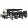 Ensemble à manger de jardin 11 pcs coussins noir résine tressée 510935510935