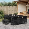 Ensemble à manger de jardin 11 pcs coussins noir résine tressée 510936510936