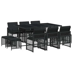 Ensemble à manger de jardin 11 pcs coussins noir résine tressée 510936510936