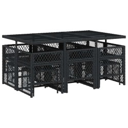 Ensemble à manger de jardin 11 pcs coussins noir résine tressée 510936510936