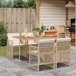 Ensemble à manger de jardin avec coussins 5pcs Beige poly rotin 510939510939