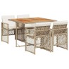 Ensemble à manger de jardin avec coussins 5pcs Beige poly rotin 510939510939