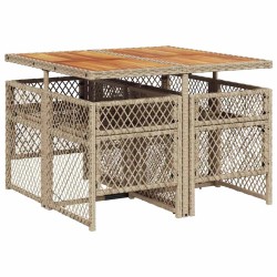 Ensemble à manger de jardin avec coussins 5pcs Beige poly rotin 510939510939