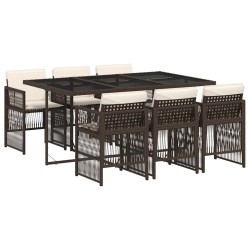 Ensemble à manger de jardin et coussins 7 pcs marron rotin 510941510941