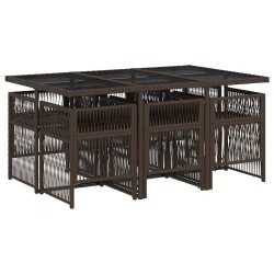 Ensemble à manger de jardin et coussins 7 pcs marron rotin 510941510941