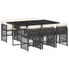 Ensemble à manger de jardin coussins 7pcs Noir Résine tressée 510942510942