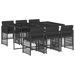 Ensemble à manger de jardin coussins 7pcs Noir Résine tressée 510943510943