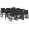 Ensemble à manger de jardin coussins 7pcs Noir Résine tressée 510943510943