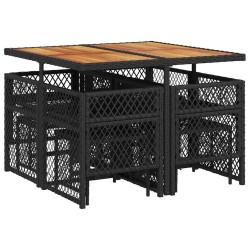 Ensemble à manger de jardin 9pcs coussins noir résine tressée 510946510946