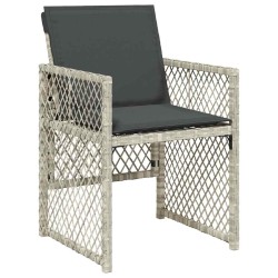 Ensemble à manger de jardin et coussins 9 pcs gris clair rotin 510948510948