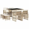 Ensemble à manger de jardin et coussins 9 pcs beige Poly rotin 510949510949
