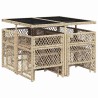 Ensemble à manger de jardin et coussins 9 pcs beige Poly rotin 510949510949