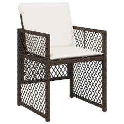 Ensemble à manger de jardin et coussins 9 pcs marron poly rotin 510950510950