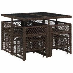Ensemble à manger de jardin et coussins 9 pcs marron poly rotin 510950510950