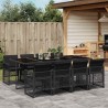 Ensemble à manger de jardin 9pcs coussins noir résine tressée 510951510951