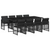 Ensemble à manger de jardin 9pcs coussins noir résine tressée 510951510951