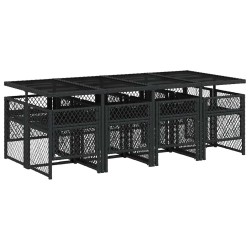 Ensemble à manger de jardin 9pcs coussins noir résine tressée 510951510951
