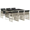 Ensemble à manger de jardin et coussins 7 pcs gris clair rotin 510952510952