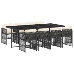 Ensemble à manger de jardin 9pcs coussins noir résine tressée 510953510953