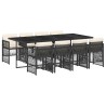 Ensemble à manger de jardin 9pcs coussins noir résine tressée 510953510953