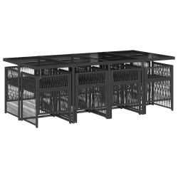 Ensemble à manger de jardin 9pcs coussins noir résine tressée 510953510953