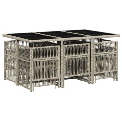 Ensemble à manger de jardin 11pcs avec coussins gris poly rotin 510988510988