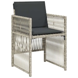 Ensemble à manger de jardin 11pcs avec coussins gris poly rotin 510988510988