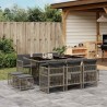Ensemble à manger de jardin 11pcs avec coussins gris poly rotin 510989510989