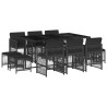 Ensemble à manger de jardin 11 pcs coussins noir résine tressée 510990510990