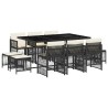 Ensemble à manger de jardin 11 pcs coussins noir résine tressée 510991510991