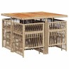 Ensemble à manger de jardin et coussins 9 pcs beige Poly rotin 510992510992