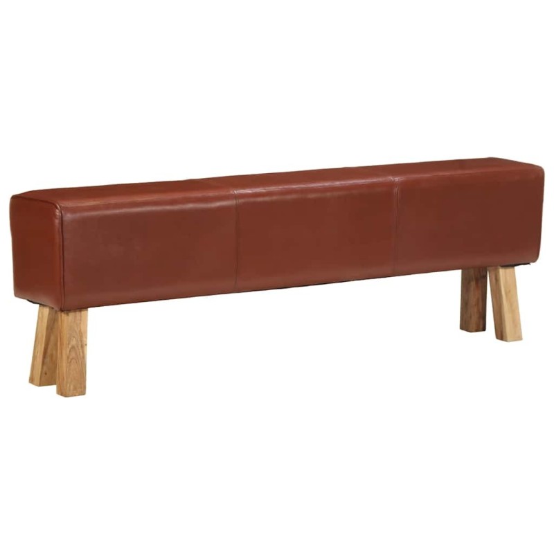 Banc saut de cheval 160 cm Marron Cuir véritable et bois acacia 511011511011