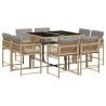 Ensemble à manger de jardin et coussins 9 pcs mélange beige 511021511021