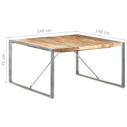 Table à manger 140x140x75 cm Bois de manguier brut 511026511026