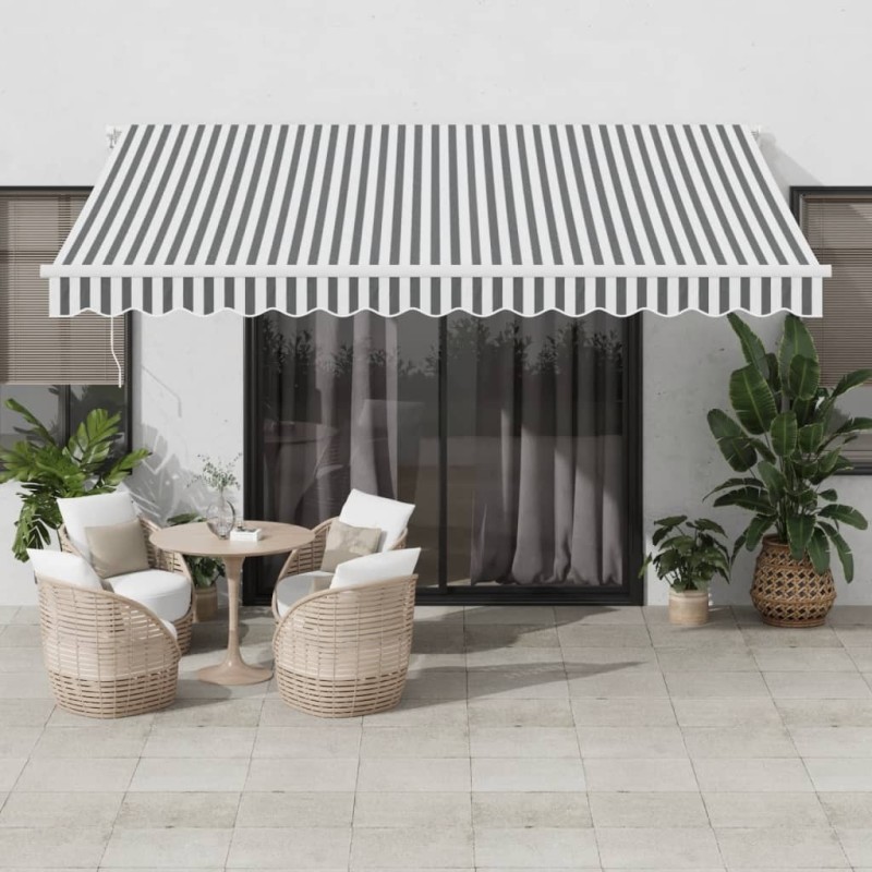 Auvent manuel rétractable anthracite et blanc 400x350 cm 511031511031