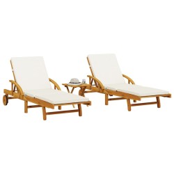 Chaises longues lot de 2 avec table bois massif d'acacia 511048511048