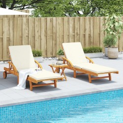 Chaises longues lot de 2 avec table bois massif d'acacia 511048511048