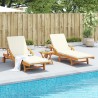 Chaises longues lot de 2 avec table bois massif d'acacia 511048511048