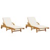 Chaises longues lot de 2 avec table bois massif d'acacia 511048511048